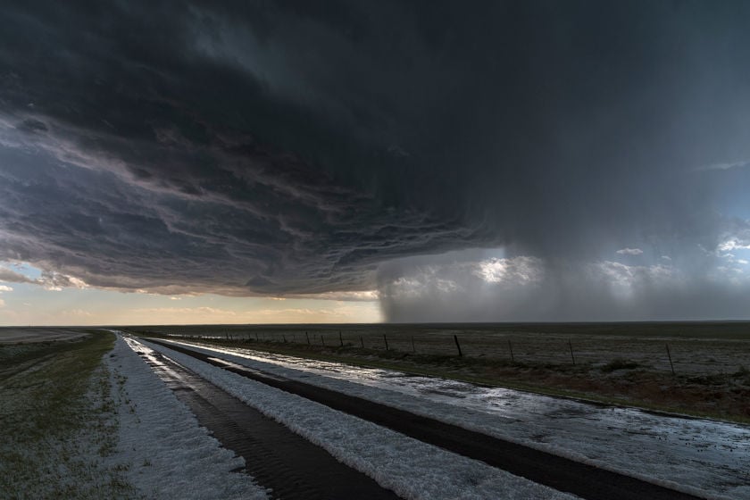 Severe Hail Storm Over Landscape 