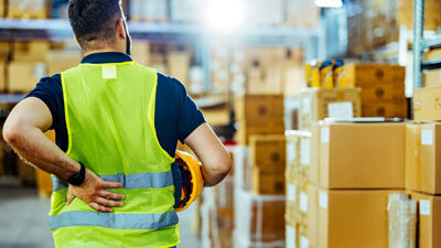 Warehouse Worker Holding Hardhat 
