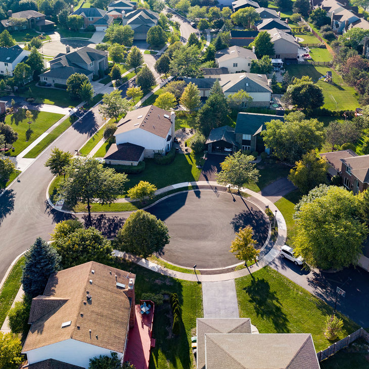 Aerial Neighborhood Culdesac 
