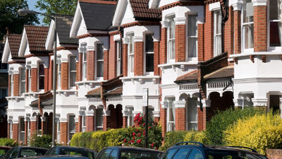 Residential Street With Row Houses 