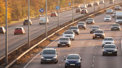 Vehicles On Six Lane Highway 