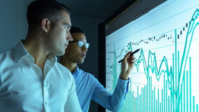 Two Men Reviewing Chart Data 