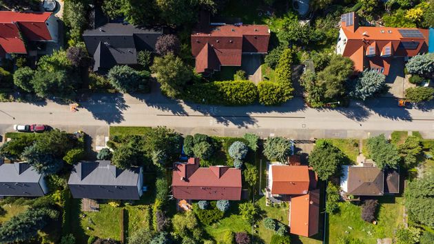Aerial View Of Neighborhood Street 