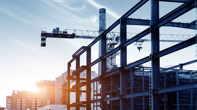 Building Construction With Crane 