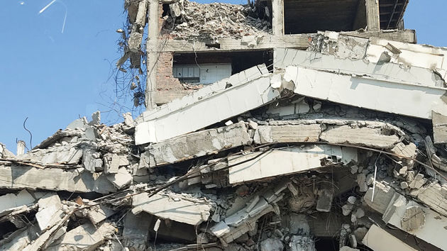 Building Rubble Affected By Earthquake 
