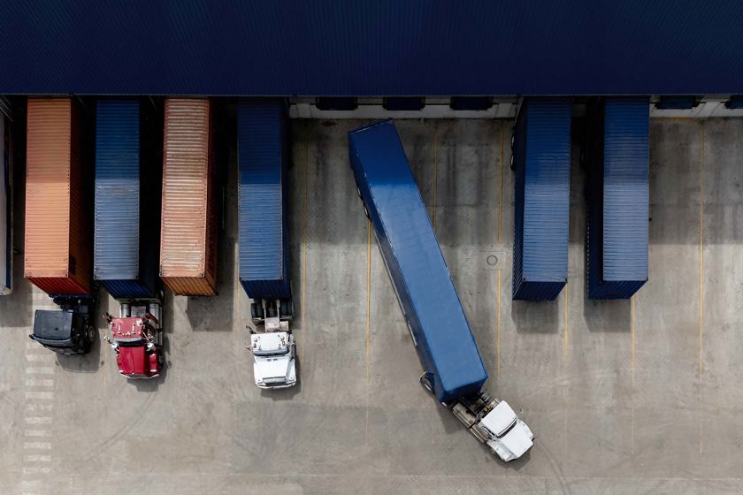 Truck Fleet In Loading Dock 