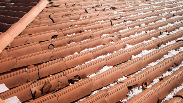Clay Roof Shingles Damaged By Hail 