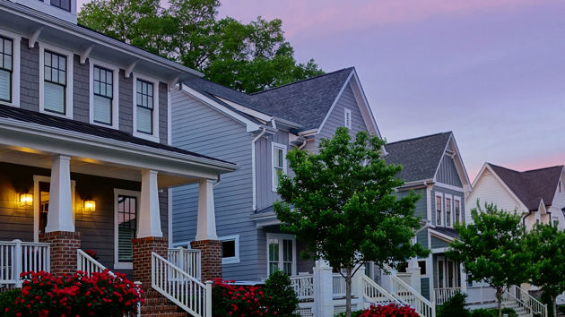 Neighborhood With Similar Manicured Houses 